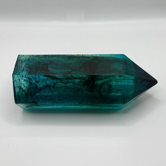 Teal Aura Crystal Tower Resin Decor - Picture 2 of 2